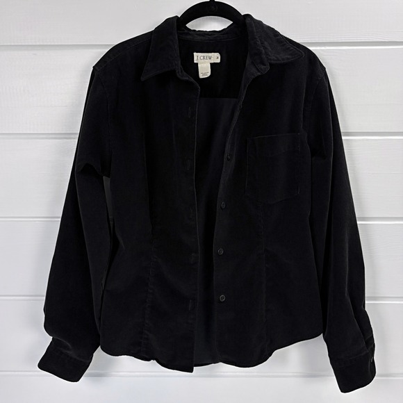 J. Crew Tops - RARE Vtg 90s J Crew‎ Black Corduroy Shirt M Dark Academia Holiday Romantic Goth